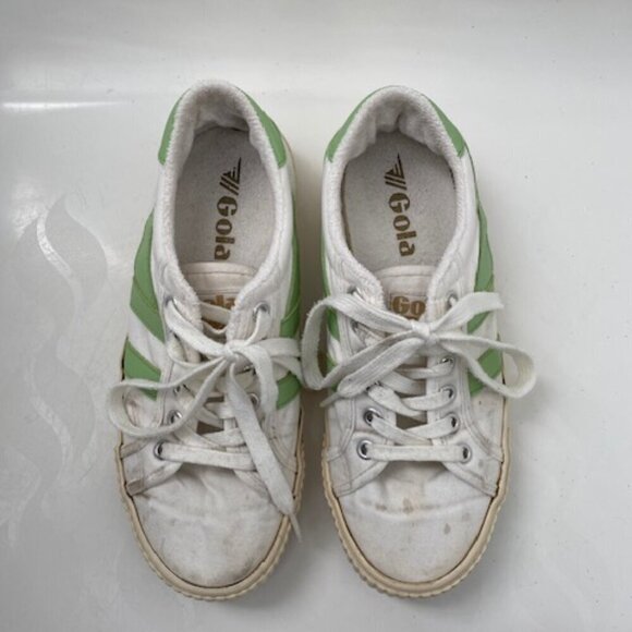 GOLA White Green Canvas Mark Cox Tennis Shoes Sneakers Sz 7 - Picture 4 of 13